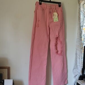 Pink Distressed Women's Jeans
